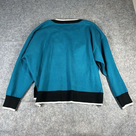 Juicy Couture Sweater Women’s XL Y2K Pullover Knit JUICY Heart Patch Blue - Picture 7 of 7